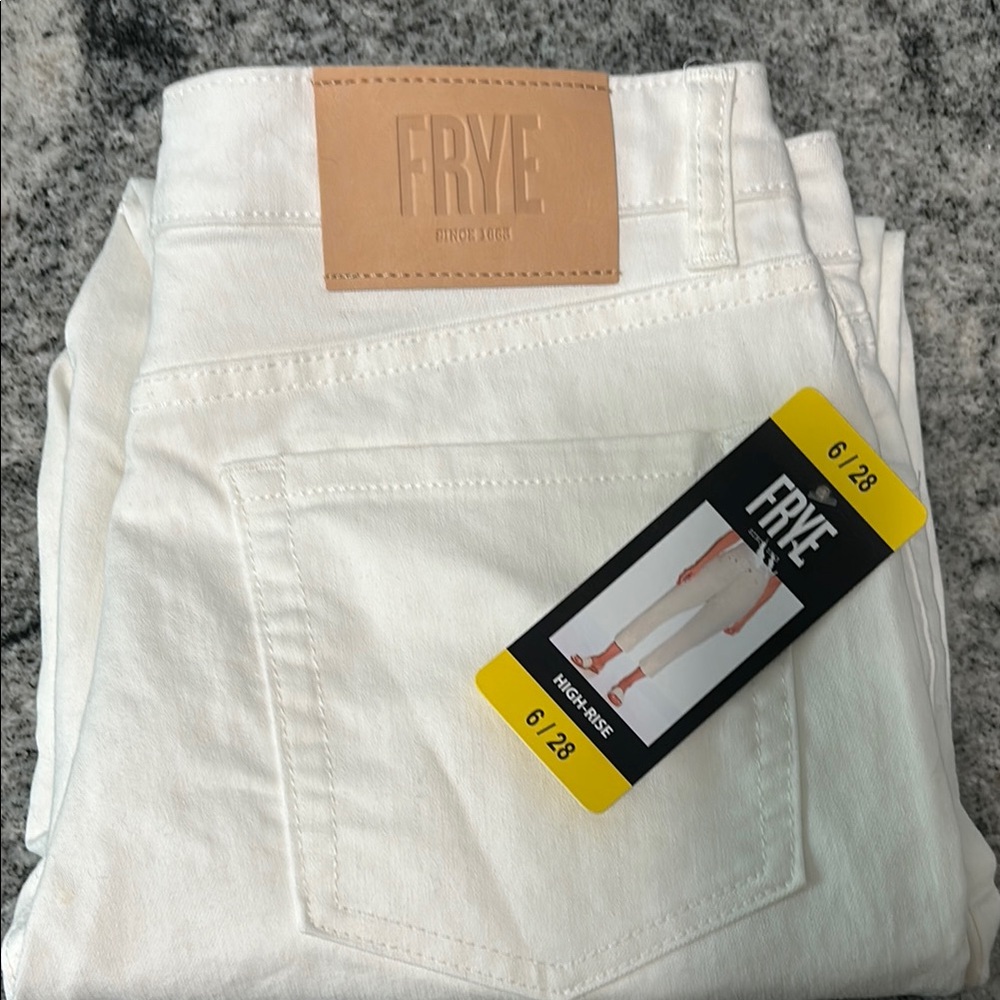 Frye High-Rise Crop Jeans Cuffed Hem WHITE Women's Size 4/27 6/28 NWT - Picture 5 of 9
